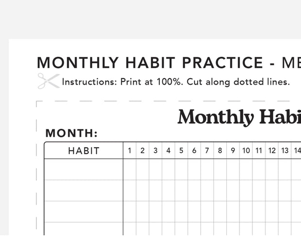 Monthly Habit Tracker Printable