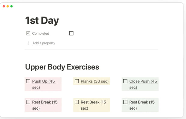 30-Day Workout Planner