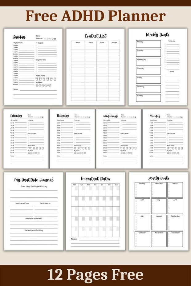 ADHD Daily planner Printable